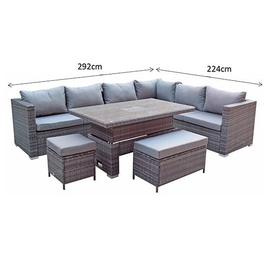 Calabar Corner Dining Sofa Set With Liftup Dining Table In Grey_7