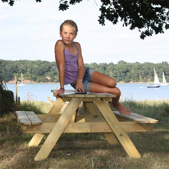 Calais Kids Scandinavian Pine Picnic Table With Benches_6