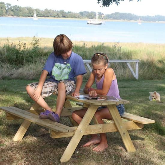 Calais Kids Scandinavian Pine Picnic Table With Benches_7