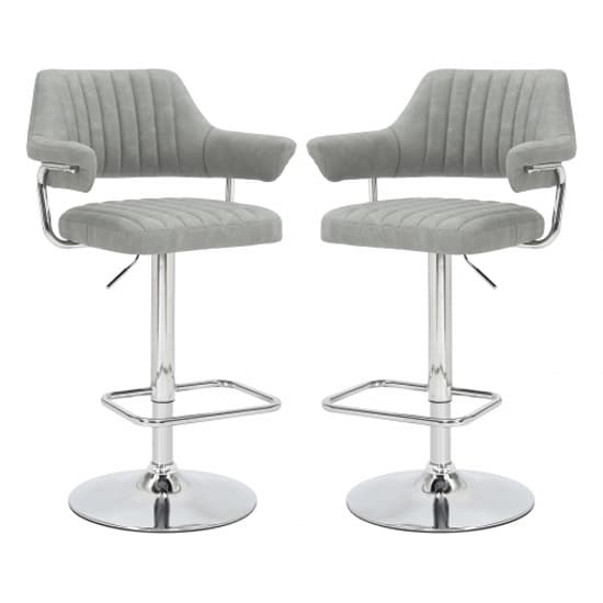 Calais Light Grey Leather Effect Bar Stools In Pair_1