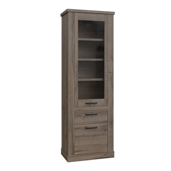 Calgary Wooden Display Cabinet With 2 Doors In Tabak Oak_2