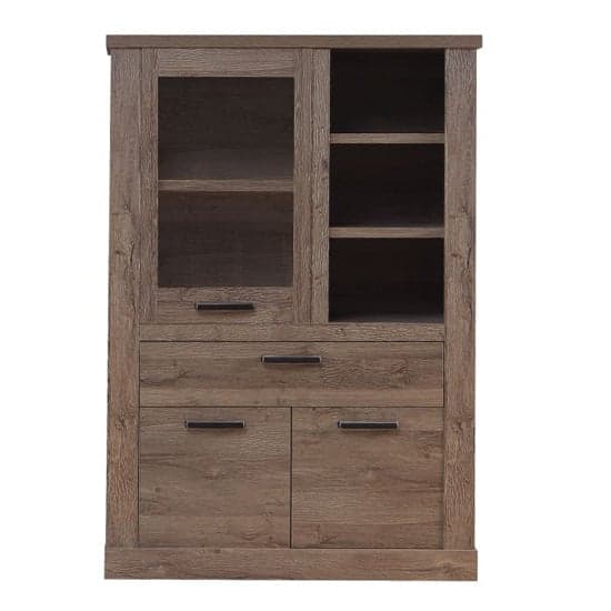 Calgary Wooden Display Cabinet With 3 Doors In Tabak Oak_2
