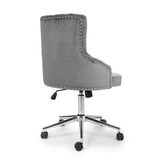 Rivne Office Chair In Grey Brushed Velvet With Chrome Base_2