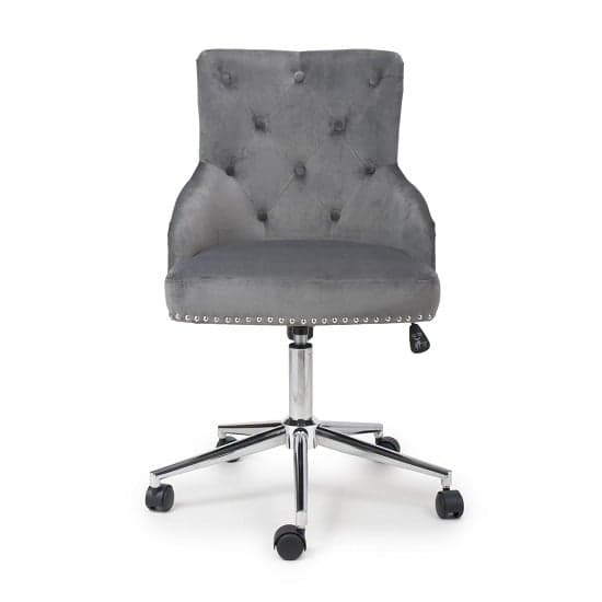 Rivne Office Chair In Grey Brushed Velvet With Chrome Base_3