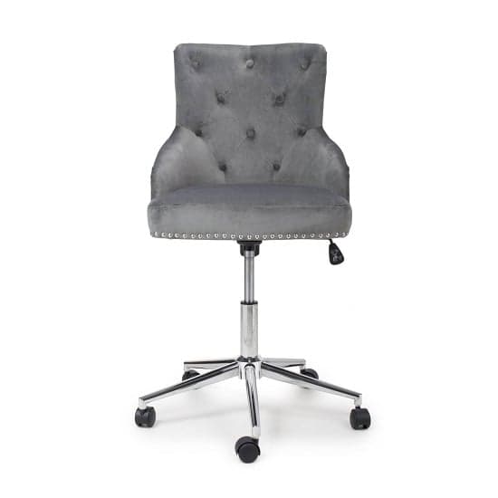 Rivne Office Chair In Grey Brushed Velvet With Chrome Base_4
