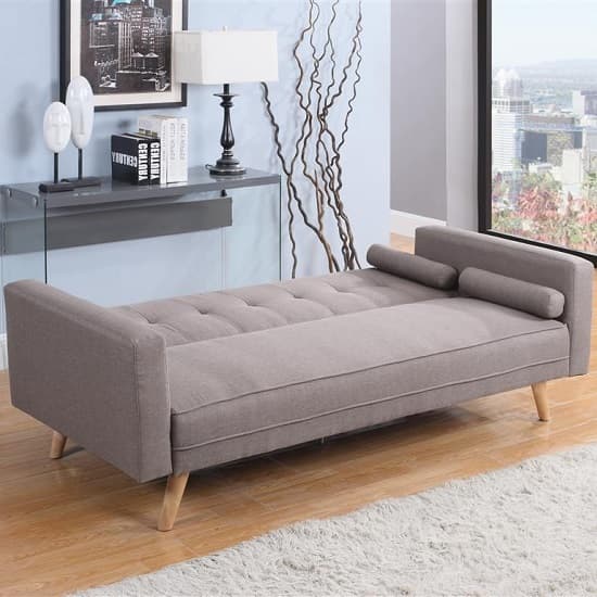 Chandler Large Fabric Sofa Bed In Grey With Wooden Legs_2