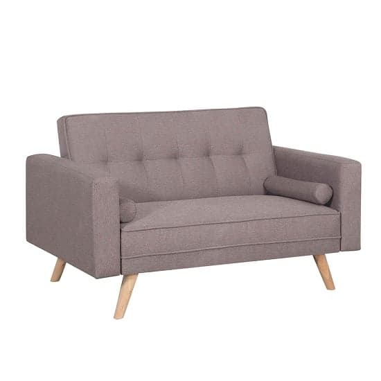 Chandler Fabric Sofa Bed In Grey With Wooden Legs_4