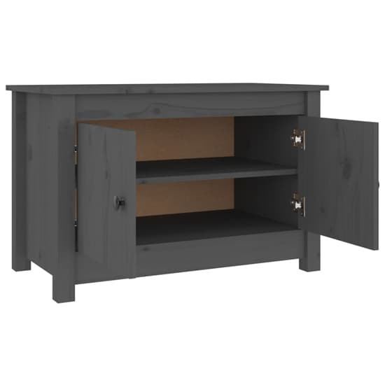 Calistoga Pinewood Shoe Storage Bench With 2 Doors In Grey_6