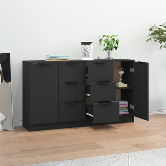 Calix Wooden Sideboard With 2 Doors 6 Drawers In Black_2