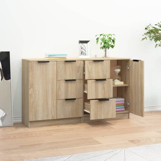 Calix Wooden Sideboard With 2 Doors 6 Drawers In Sonoma Oak_2