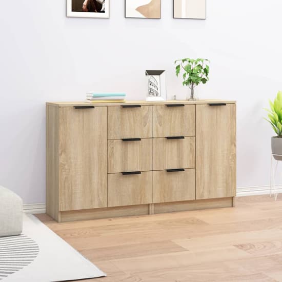 Calix Wooden Sideboard With 2 Doors 6 Drawers In Sonoma Oak_1