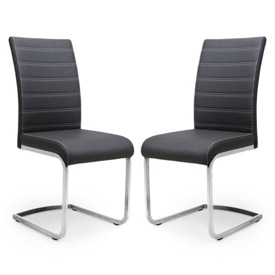 Conary Black Leather Cantilever Dining Chair In A Pair_1