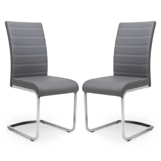Conary Grey Leather Cantilever Dining Chair In A Pair_1