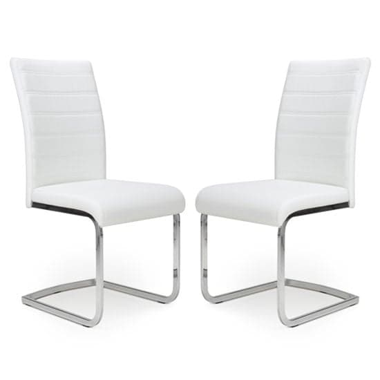Conary White Leather Cantilever Dining Chair In A Pair_1