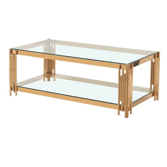 Calvi Clear Glass Coffee Table In Gold Stainless Steel Tubes_2