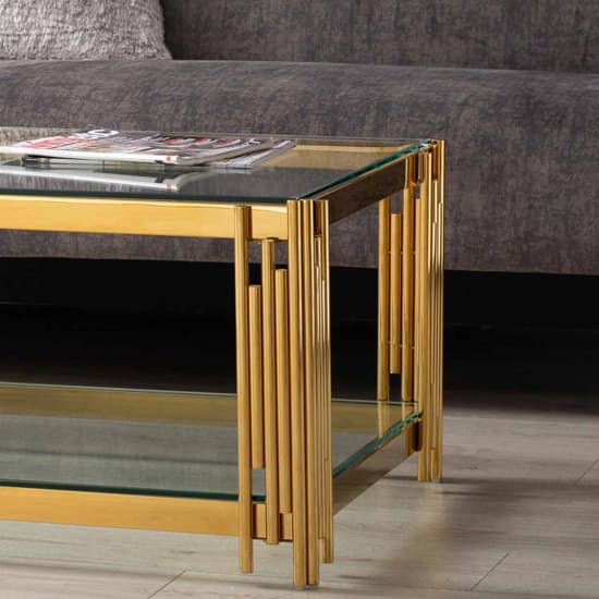 Calvi Clear Glass Coffee Table In Gold Stainless Steel Tubes_4