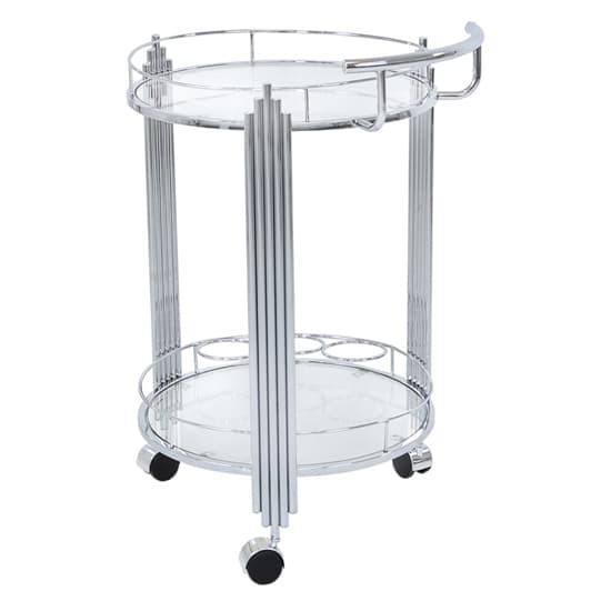 Calvi Clear Glass Drinks Trolley In Chrome Stainless Steel Frame_2