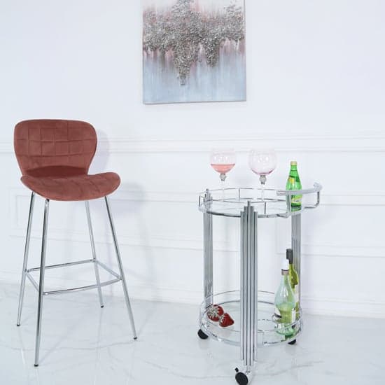 Calvi Clear Glass Drinks Trolley In Chrome Stainless Steel Frame_3