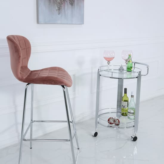 Calvi Clear Glass Drinks Trolley In Chrome Stainless Steel Frame_4