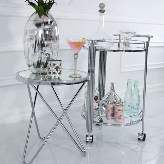 Calvi Clear Glass Drinks Trolley In Chrome Stainless Steel Frame_5