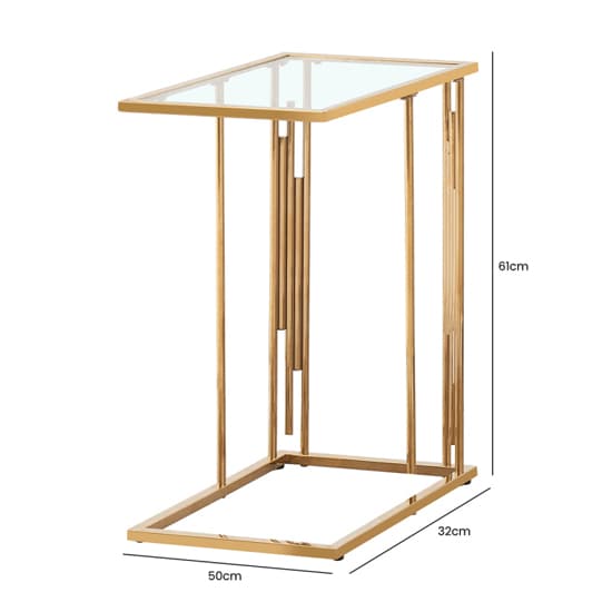 Calvi Clear Glass End Table In Gold Stainless Steel Frame_2