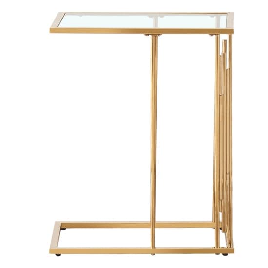 Calvi Clear Glass End Table In Gold Stainless Steel Frame_1