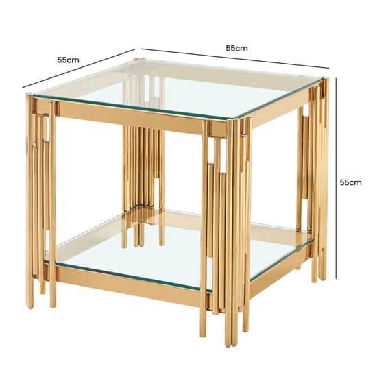 Calvi Clear Glass End Table In Gold Stainless Steel Tubes_3