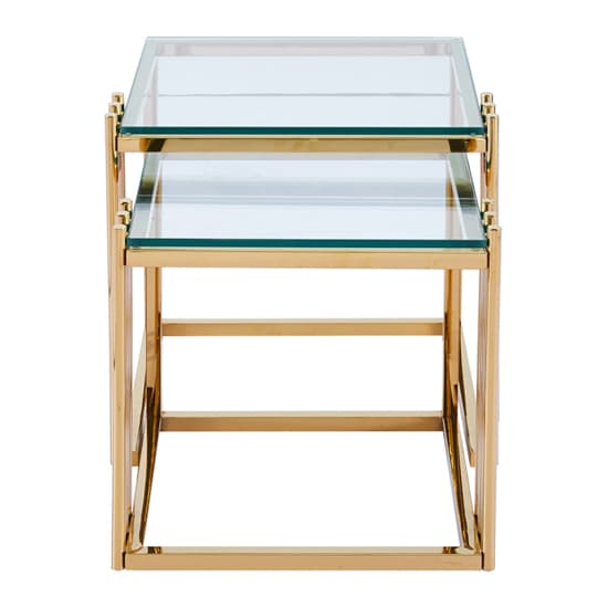 Calvi Clear Glass Nest Of 2 Tables In Gold Steel Frame_4