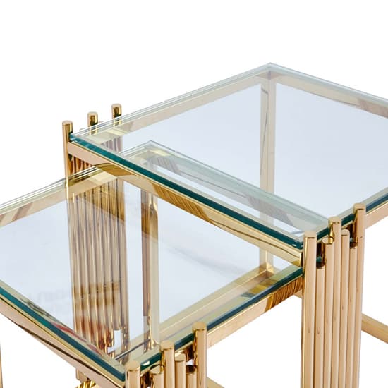 Calvi Clear Glass Nest Of 2 Tables In Gold Steel Frame_5
