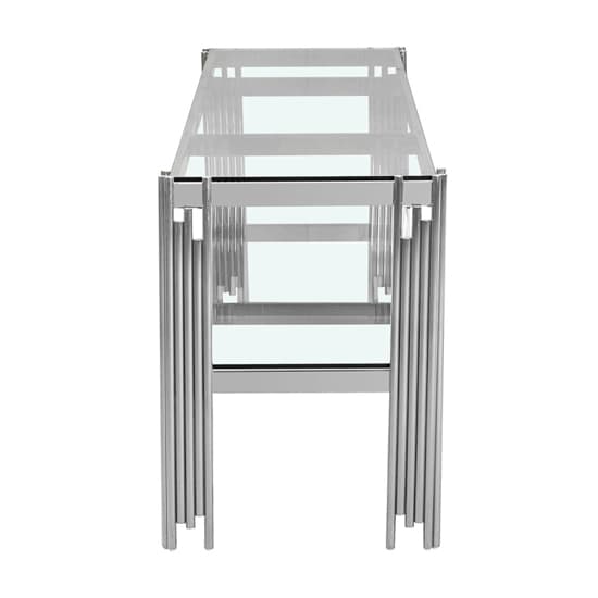Calvi Clear Glass TV Stand With Undershelf In Chrome Steel Tubes_6