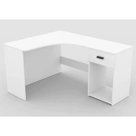 Calvi Wooden Computer Desk Corner With 1 Drawer In White_3