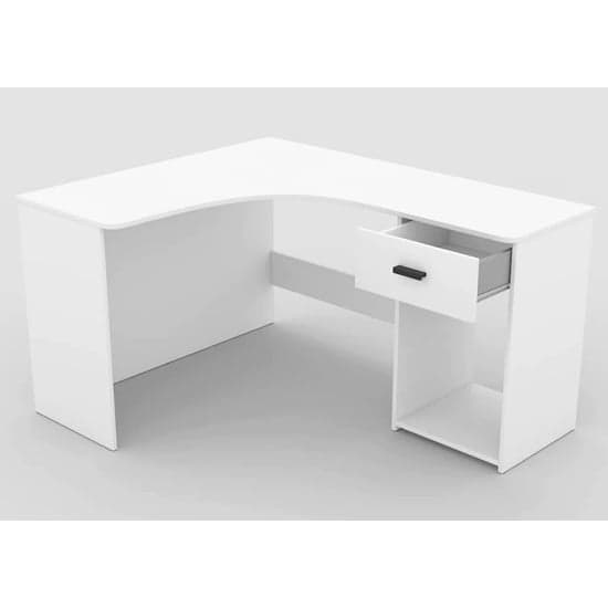 Calvi Wooden Computer Desk Corner With 1 Drawer In White_4