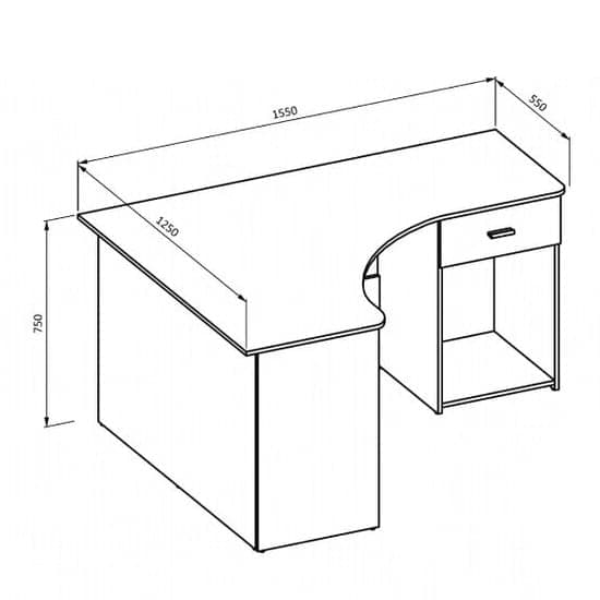 Calvi Wooden Computer Desk Corner With 1 Drawer In White_5