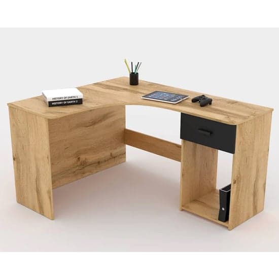 Calvi Wooden Computer Desk Corner With 1 Drawer In Wotan Oak_2