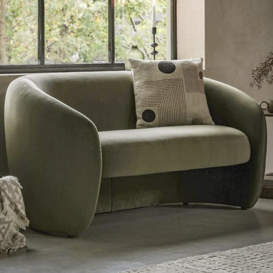 Calvi Fabric 2 Seater Sofa In Moss Green_1