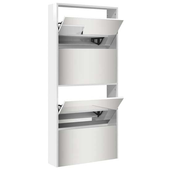 Calvi High Gloss Shoe Storage Cabinet 4 Mirror Layers In White_4