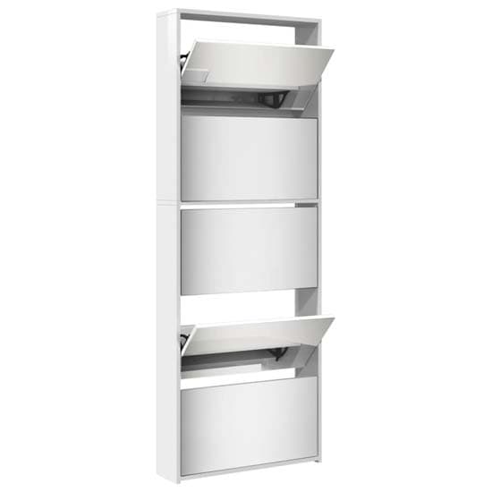Calvi High Gloss Shoe Storage Cabinet 5 Mirror Layers In White_4