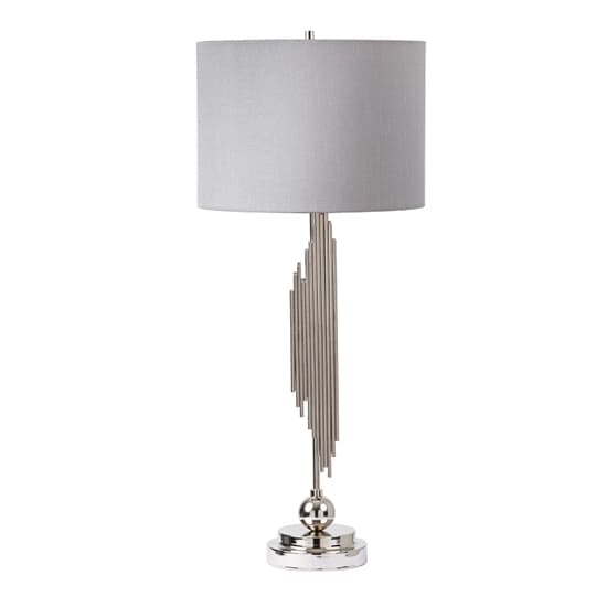 Calvi Grey Fabric Shade Table Lamp With Chrome Base_2