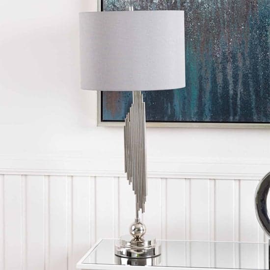 Calvi Grey Fabric Shade Table Lamp With Chrome Base_1