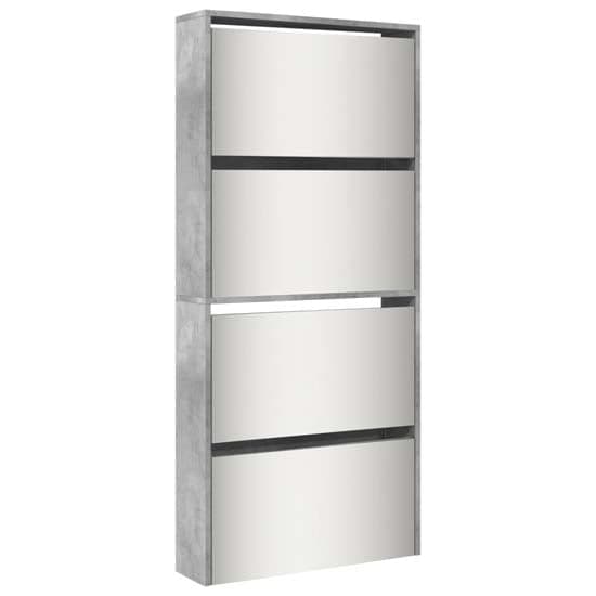 Calvi Shoe Storage Cabinet 4 Mirror Layers In Concrete Effect_3