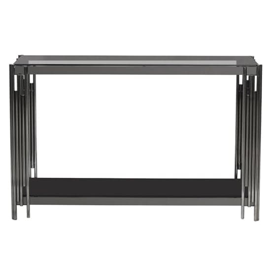 Calvi Smoked Glass Console Table In Black Gunmetal Steel Tubes_4