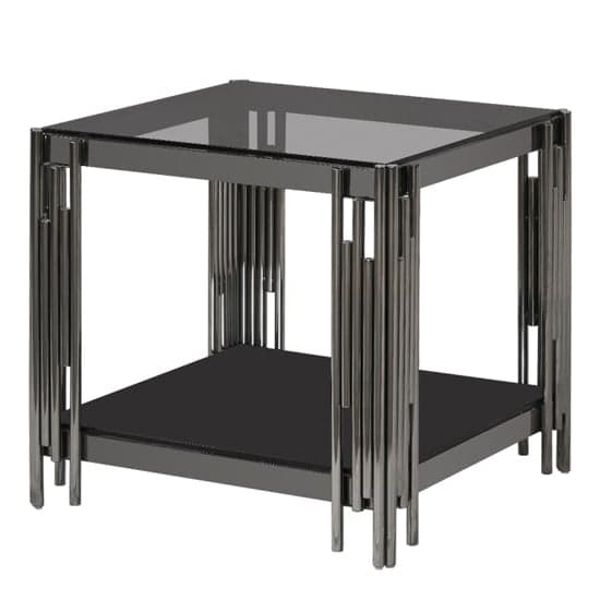Calvi Smoked Glass End Table In Black Gunmetal Steel Tubes_2