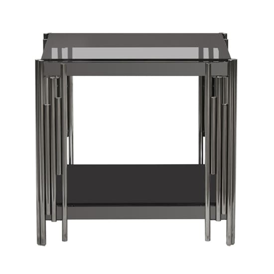 Calvi Smoked Glass End Table In Black Gunmetal Steel Tubes_4