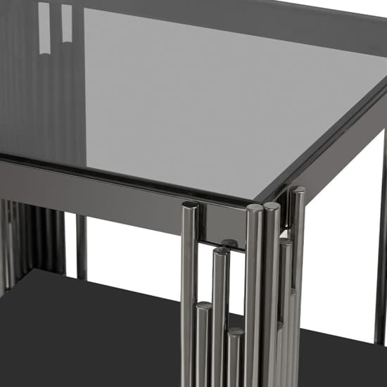 Calvi Smoked Glass End Table In Black Gunmetal Steel Tubes_5