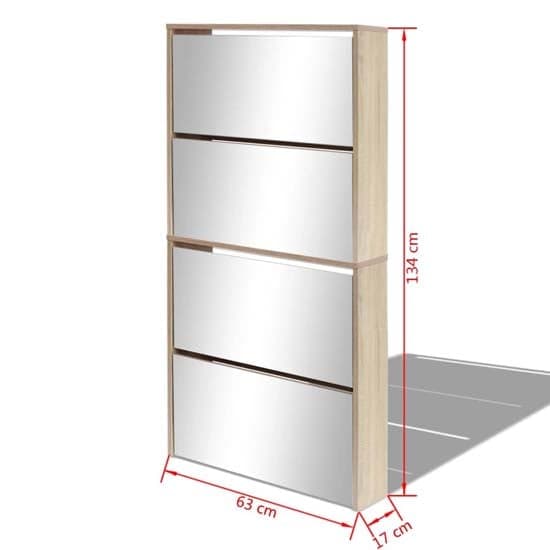 Calvi Wooden Shoe Storage Cabinet With 4 Mirror Layers In Oak_5