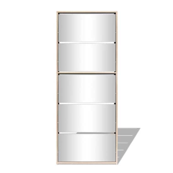 Calvi Wooden Shoe Storage Cabinet With 5 Mirror Layers In Oak_4