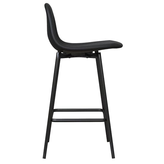 Calving Faux Leather Bar Chair With Black Metal Legs In Black_3