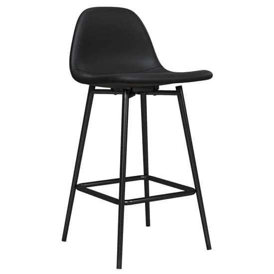 Calving Faux Leather Bar Chair With Black Metal Legs In Black_1