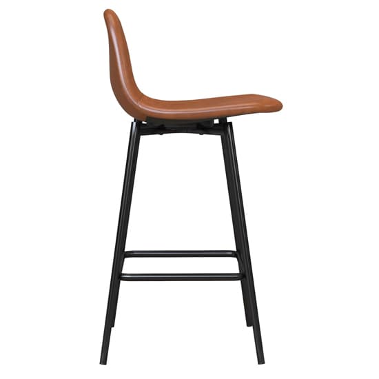 Calving Faux Leather Bar Chair With Black Metal Legs In Camel_3