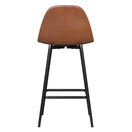 Calving Faux Leather Bar Chair With Black Metal Legs In Camel_4